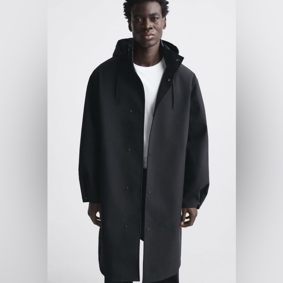 Zara Technical Water Repellent Parka Black 8281/885 Men's - Picture 6 of 14